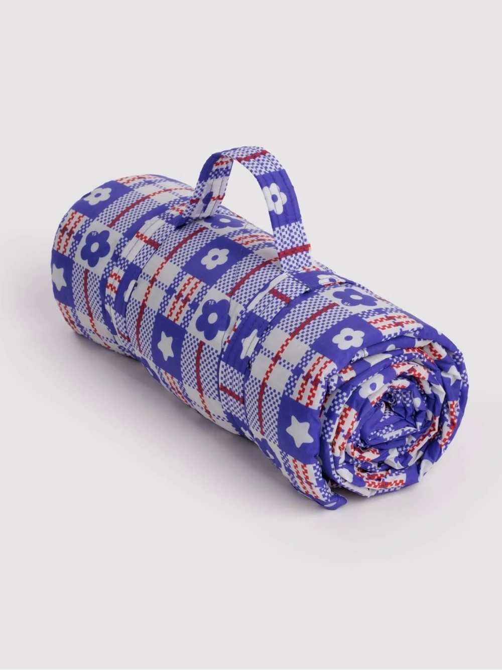 BAGGU x Sandy Liang Puffy Picnic Blanket - Market Plaid Blue - Picture 2 of 4